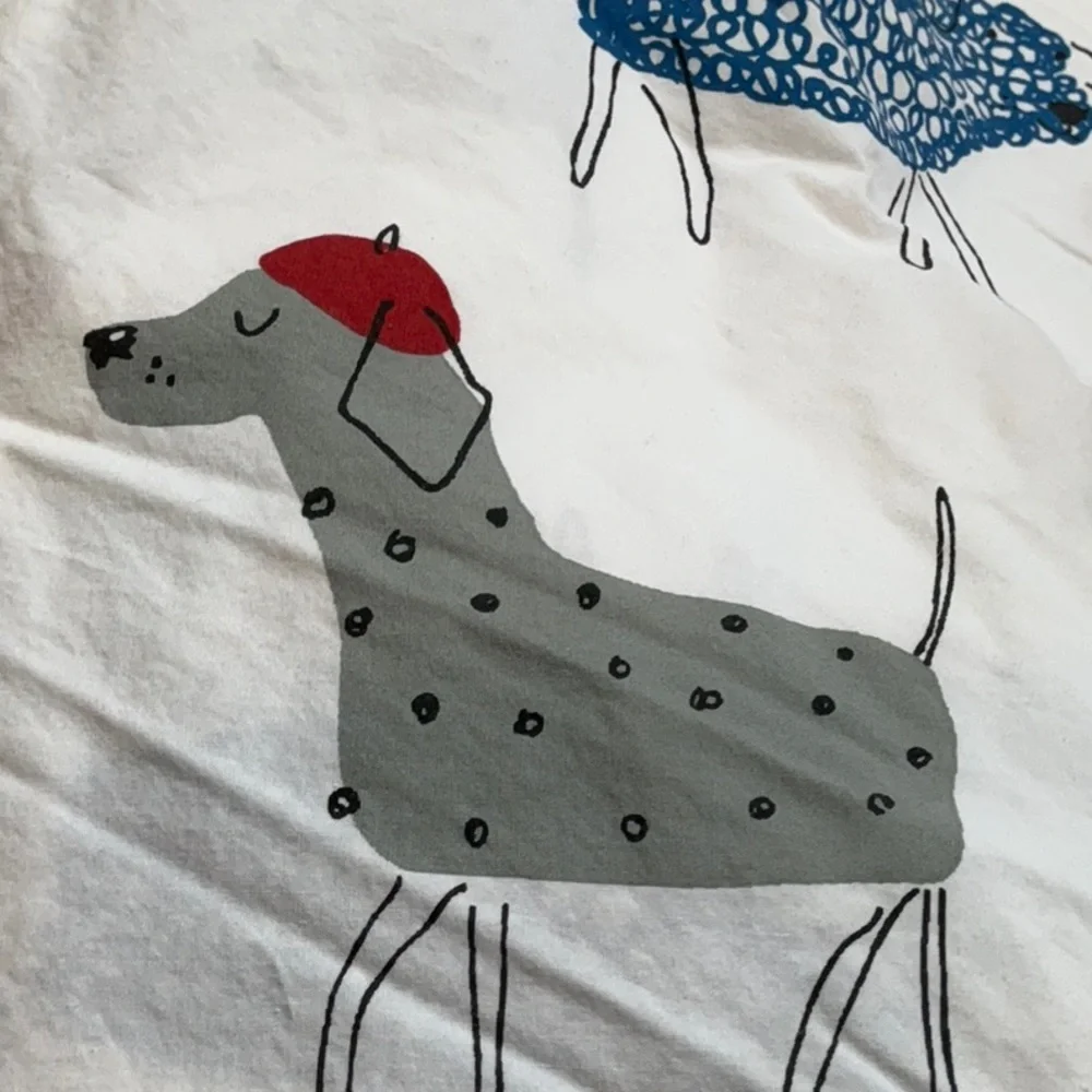 The Company Store Whimsical Dog Print queen flat sheet